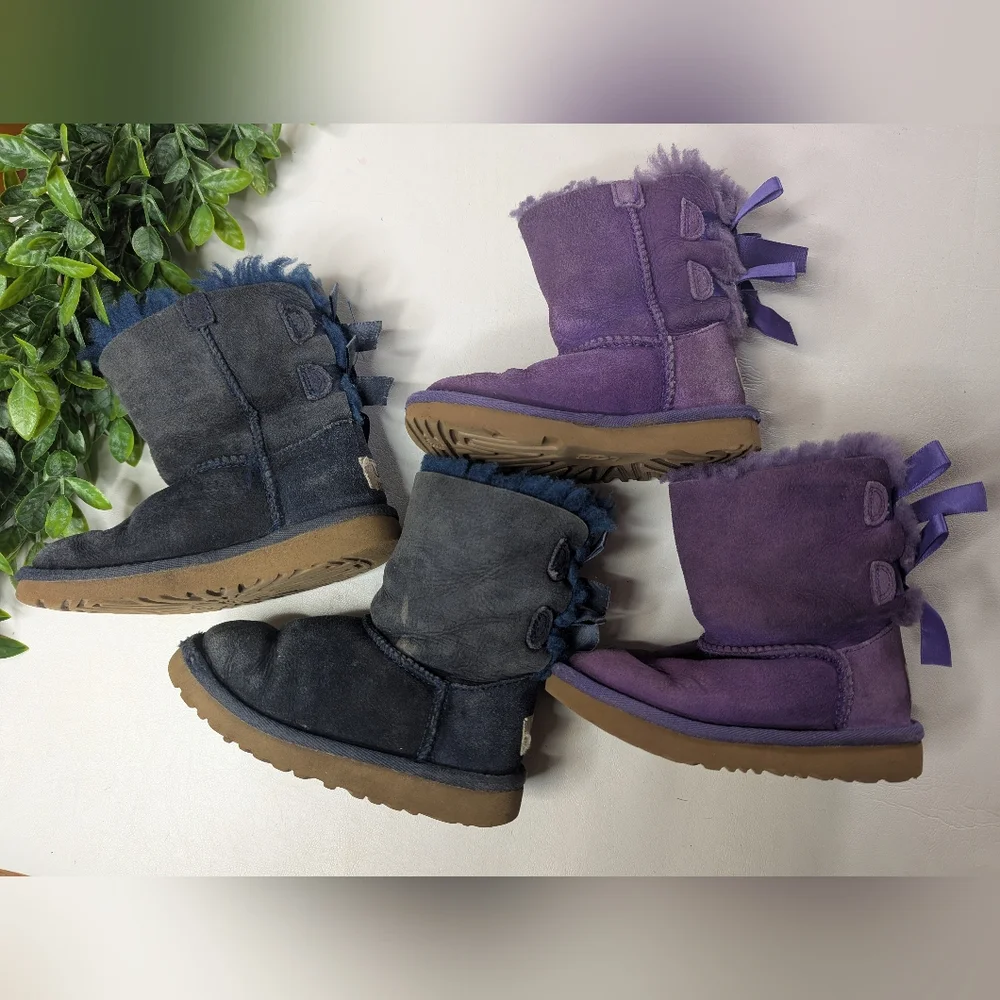 Bailey Bow Uggs (Bundle Of 2) Little Girls Toddler Size 9 Purple Blue